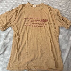 Women's Tan Graphic Oversized Short Sleeve Tee - M